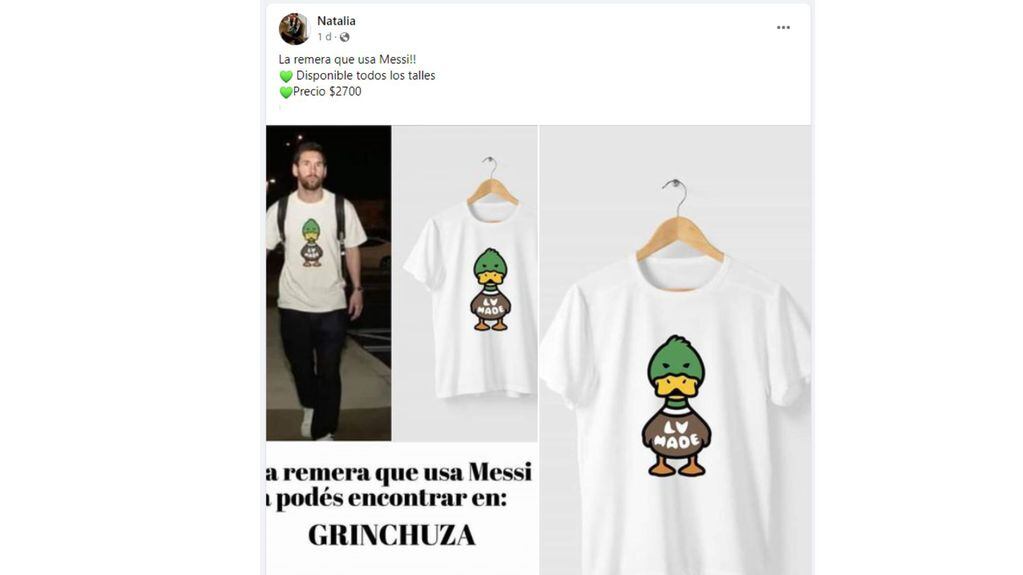 Cuánto vale la camiseta de pato con la que Messi apareció?