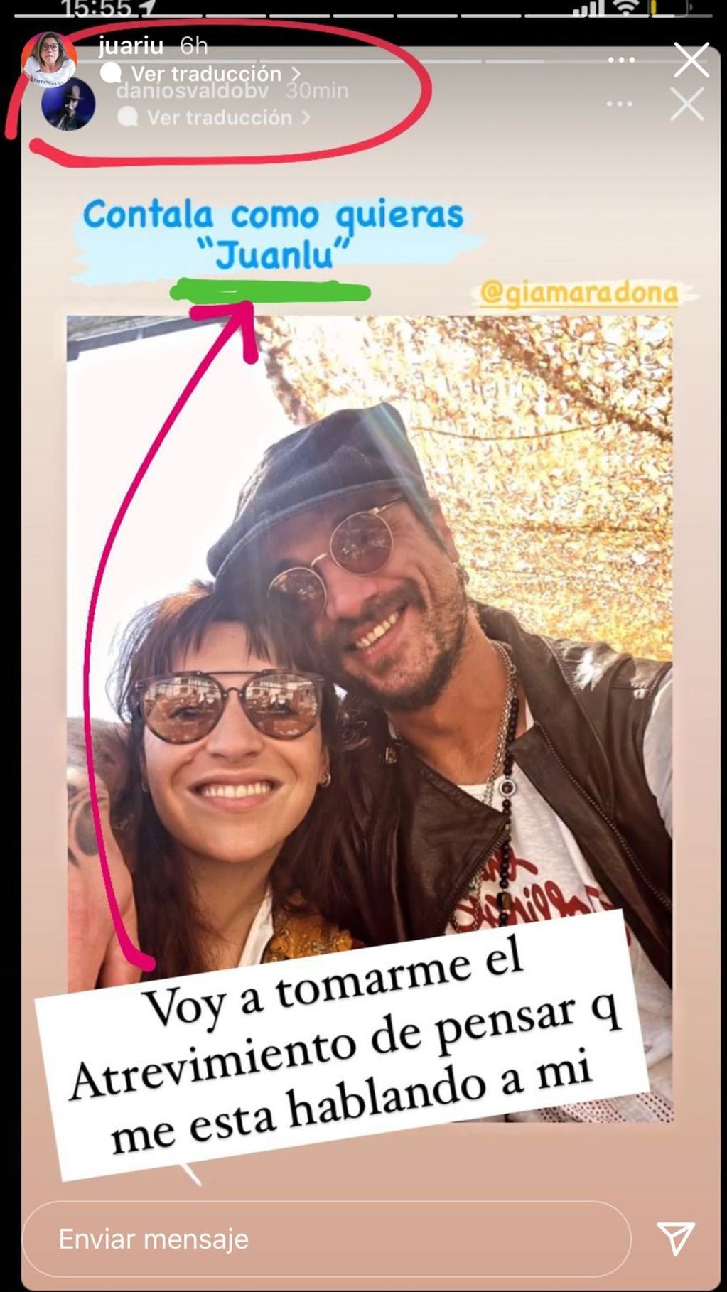 Juariu compartió la historia de Daniel Osvaldo con Gianinna Maradona.