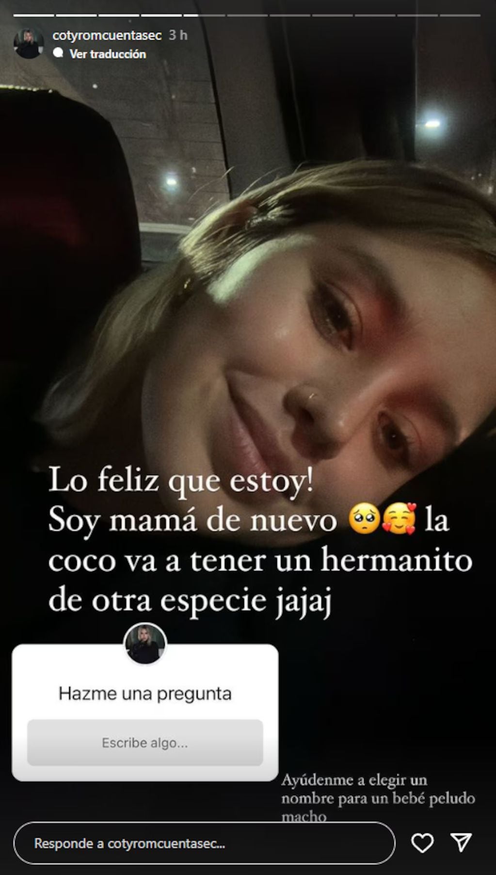 Coti Romero contó que es "mamá de nuevo"