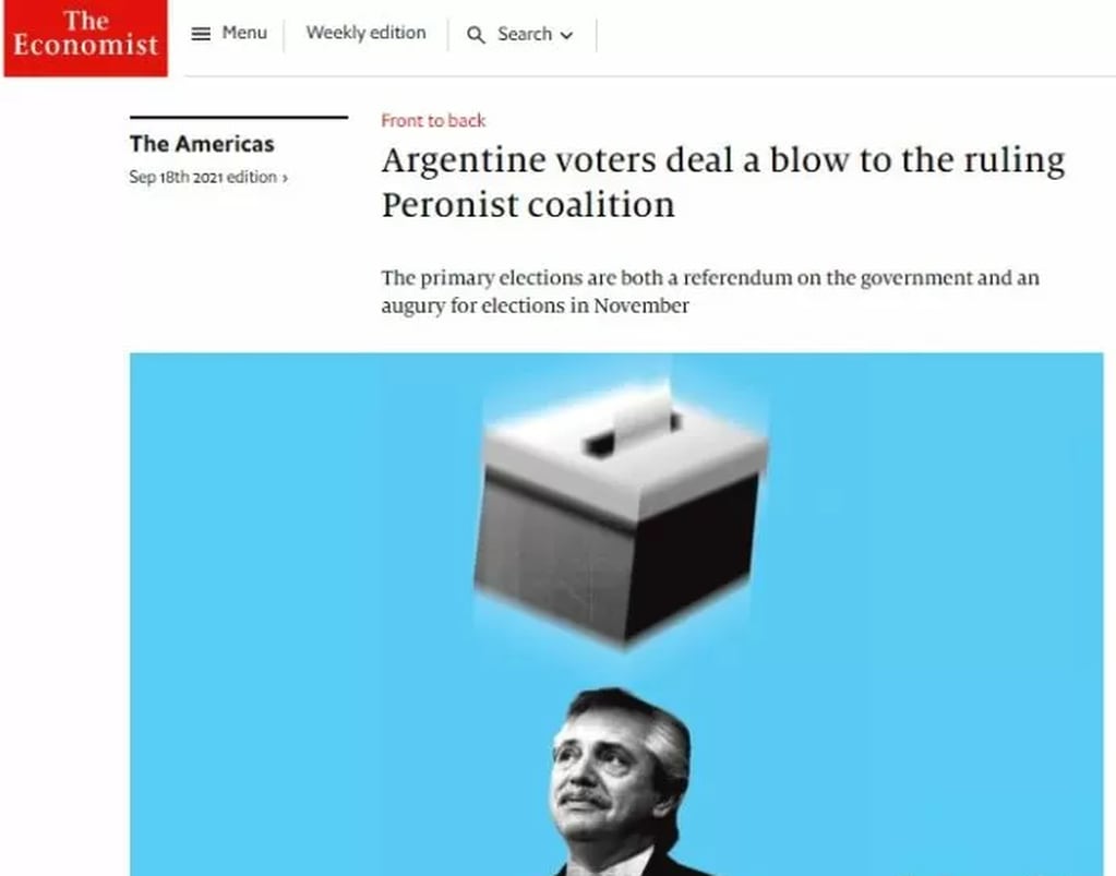 "The Economist" realizó un análisis de las PASO 2021.
