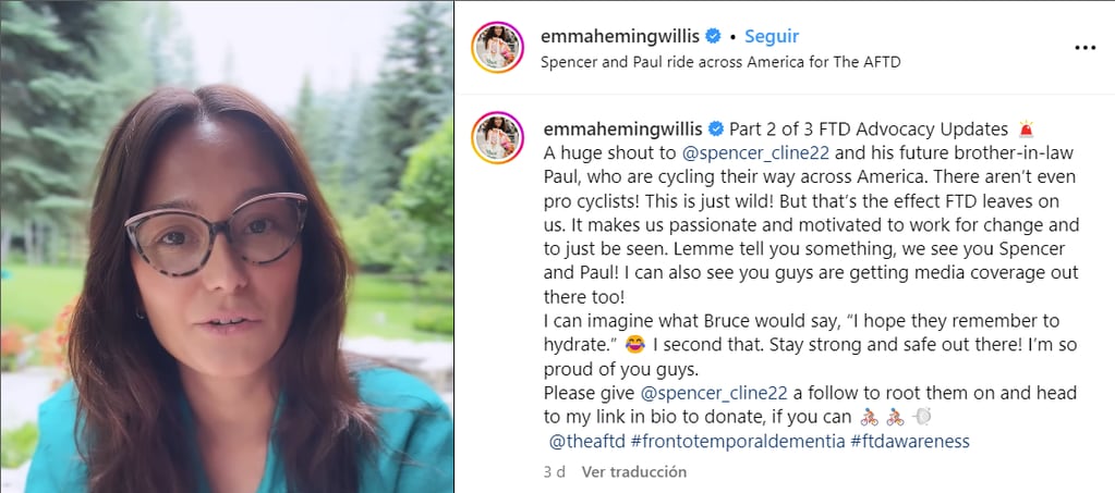 Emma Heming, esposa de Bruce Willis, confirmó que el actor ya no puede hablar. Del Instagram de emmahemingwillis