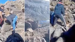 Impactante rescate de una nena atrapada tras el derrumbe de un cerro en Chos Malal, Neuquén