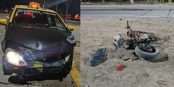 Accidente entre un taxi y una moto en Las Heras. Gentileza / ministerio de Seguridad