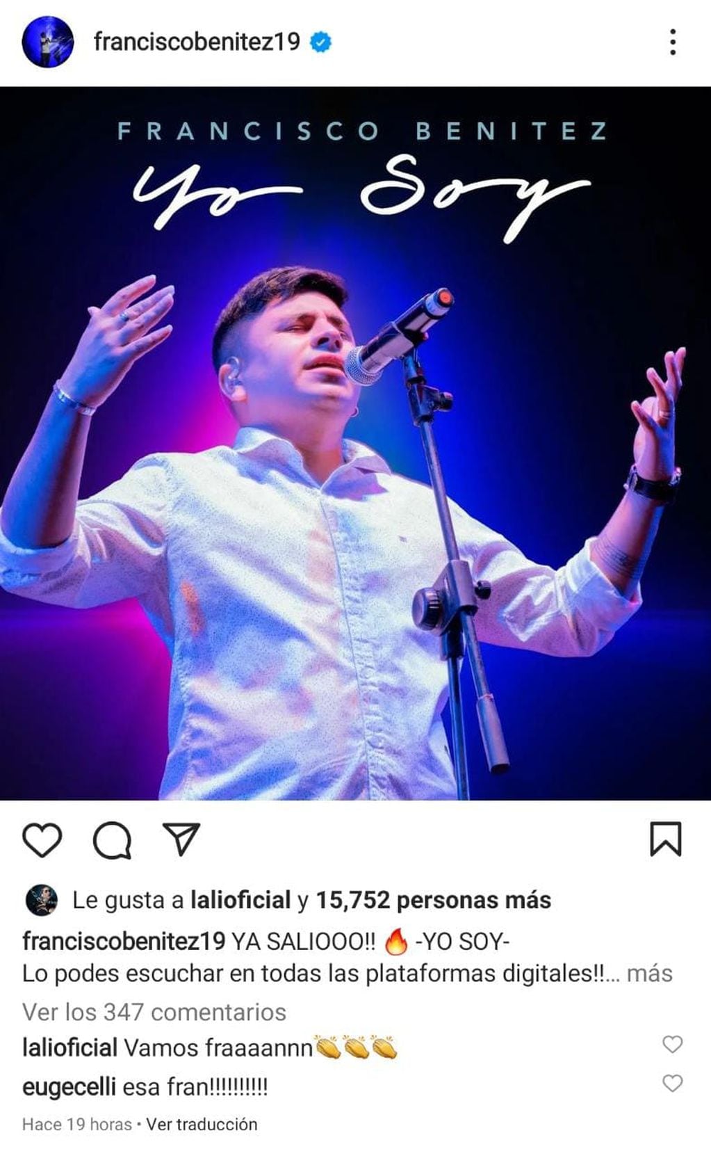 Francisco Benítez, ganador de La Voz Argentina en 2021, lanzó su nuevo tema "Yo soy" (Instagram)
