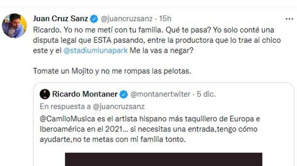 La pelea menos esperada entre Ricardo Montaner y Juan Cruz Sanz