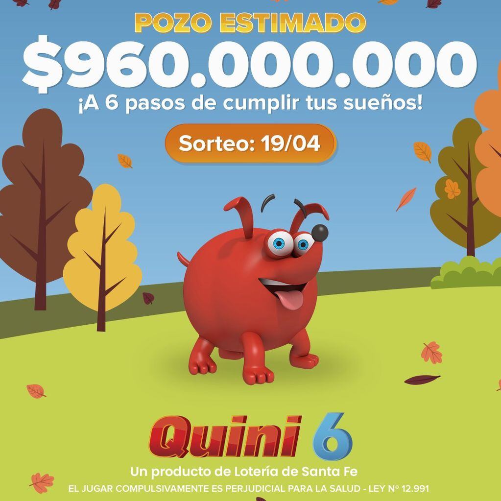 Sorteo del Quini 6 de $960 millones (Lotería de Santa Fe)