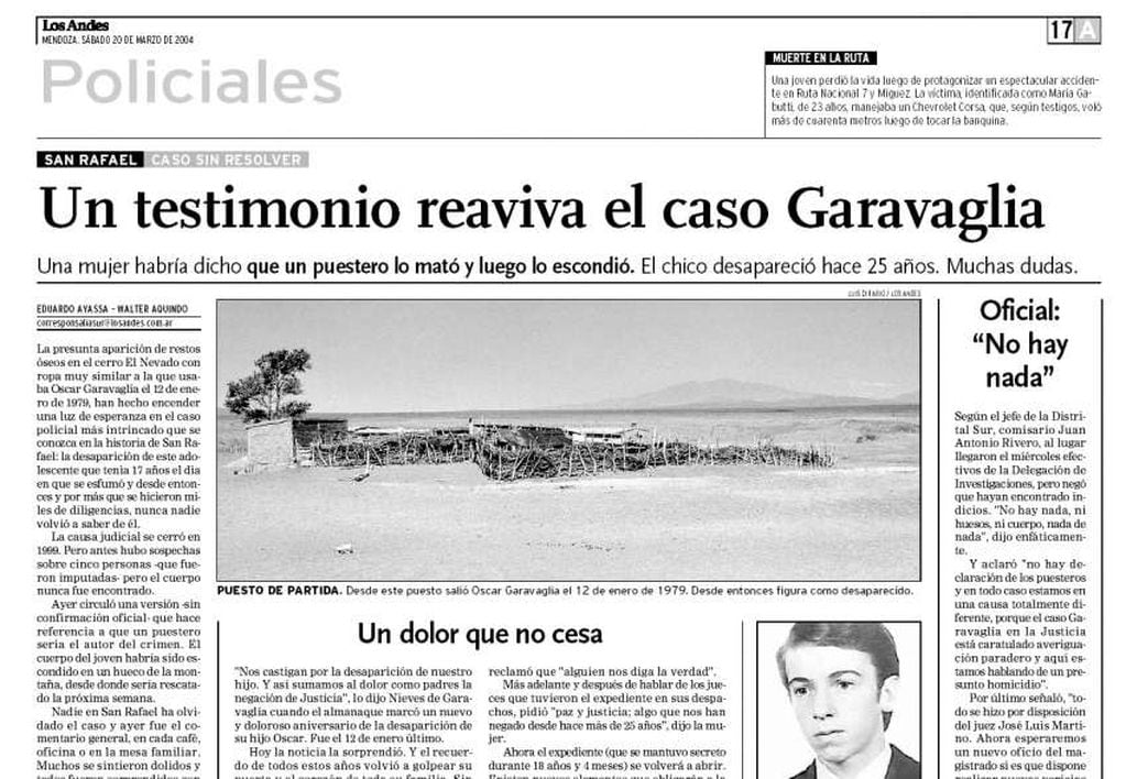 
Así contaba Los Andes una de las noticias sobre el caso | Archivo Los Andes
   