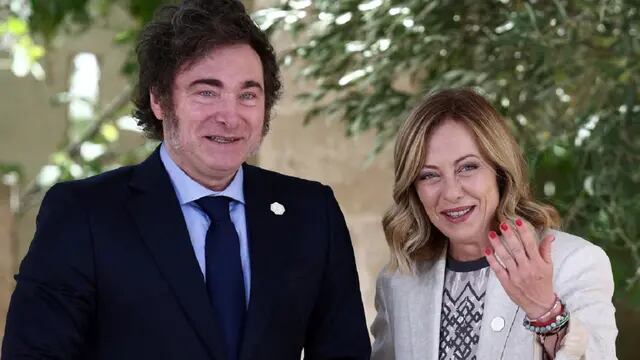 Javier Milei y Giorgia Meloni en el G7