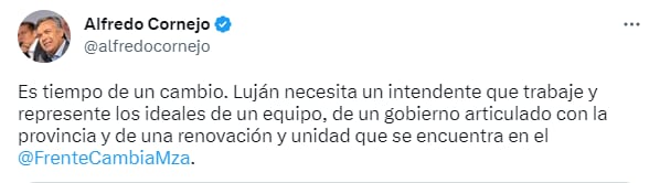 El precandidato a la gobernación, Alfredo Cornejo, respaldó la reunión de Mema, Kerchner y Sala.