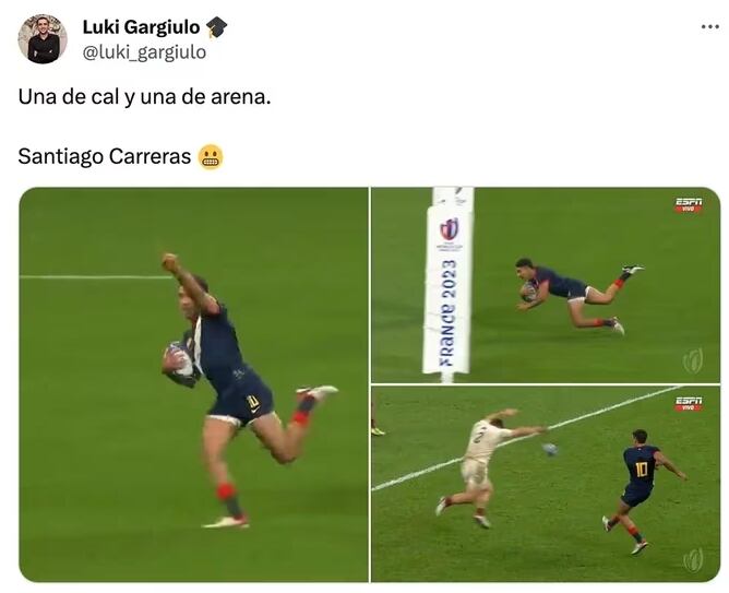 Los memes que se viralizaron en X (ex Twitter) tras la dolorosa derrota de Los Pumas. Foto: Captura