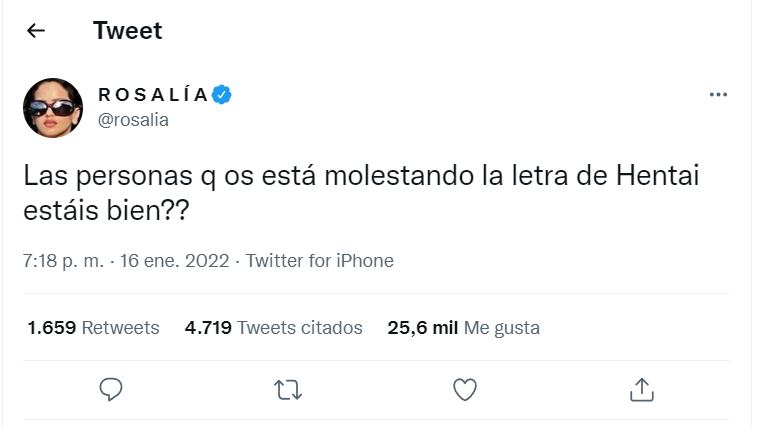 Rosalía respondió a los haters en Twitter.