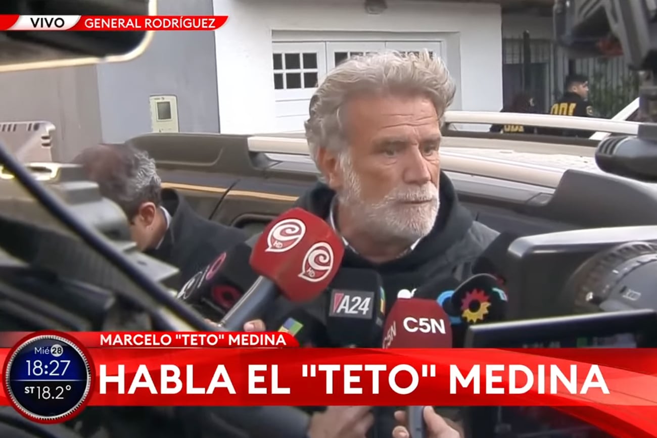 El "Teto" Medina hablando con los medios tras ser puesto en libertad.