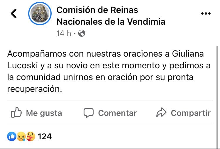 Pedido de oración de Giuliana Lucoski.