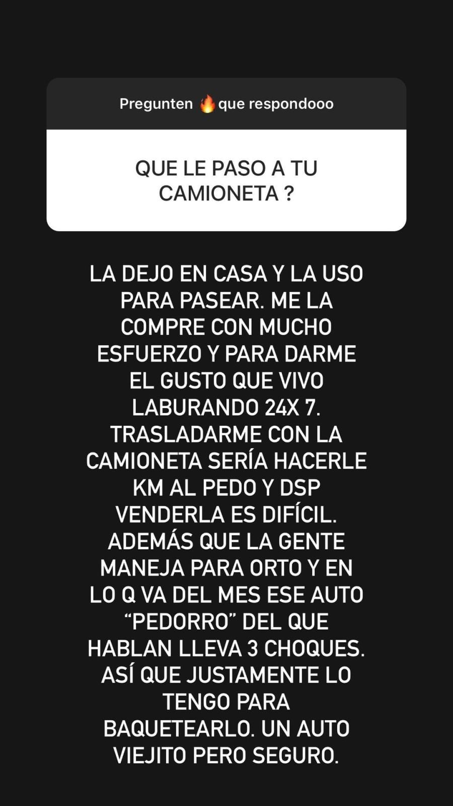 Cinthia Fernández aclaró por qué no usa su camioneta