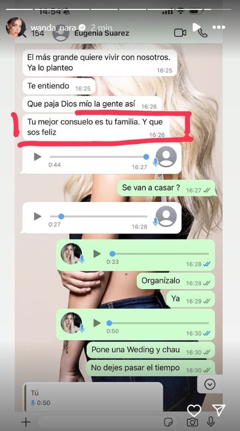 Wanda Nara filtró terribles chats íntimos con la China Suárez que involucran a Pampita.