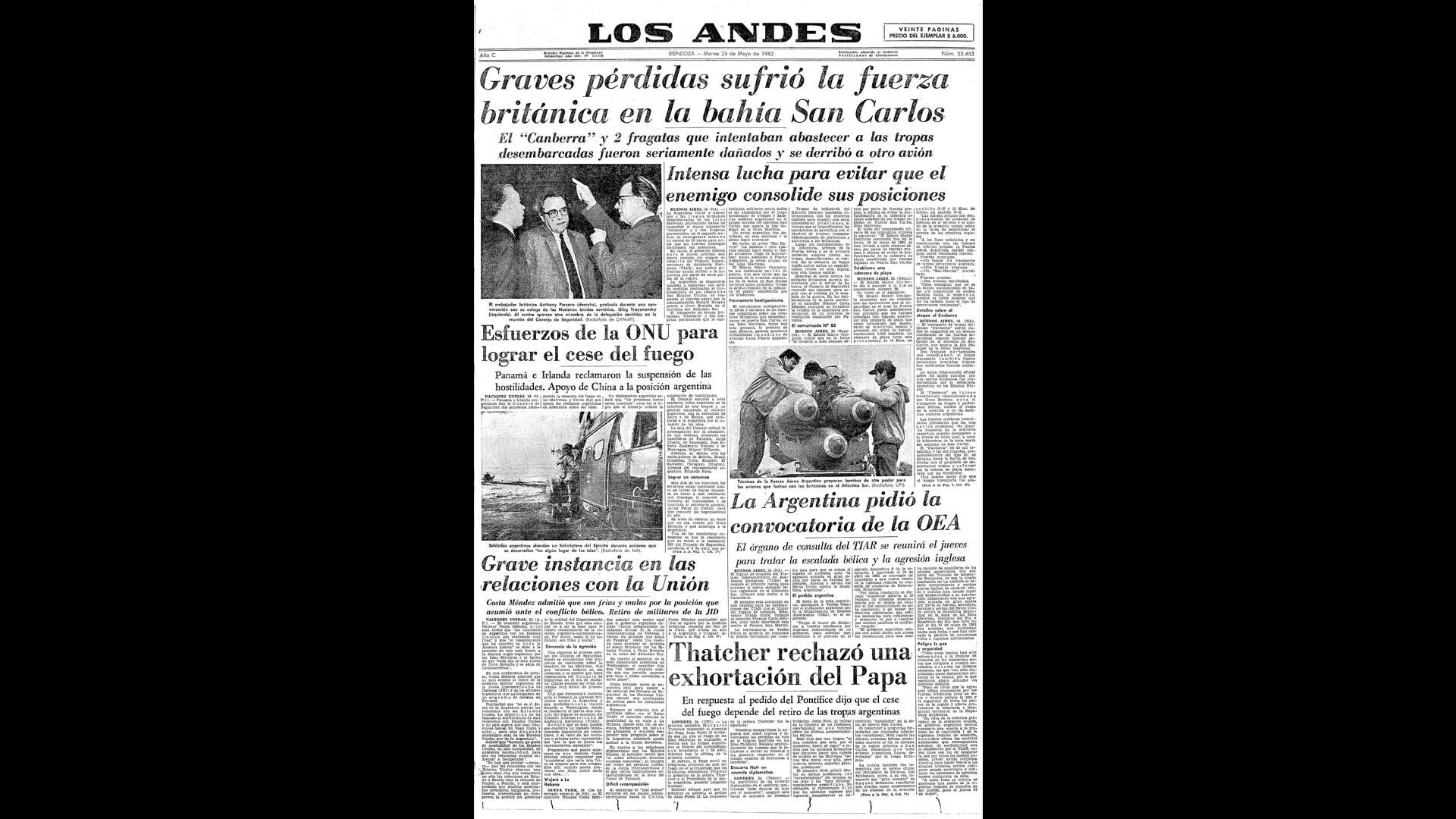 Un recorrido día a día por las portadas del medio más importante de Mendoza, para conocer el pulso diario de la guerra que enluteció a todo el país.