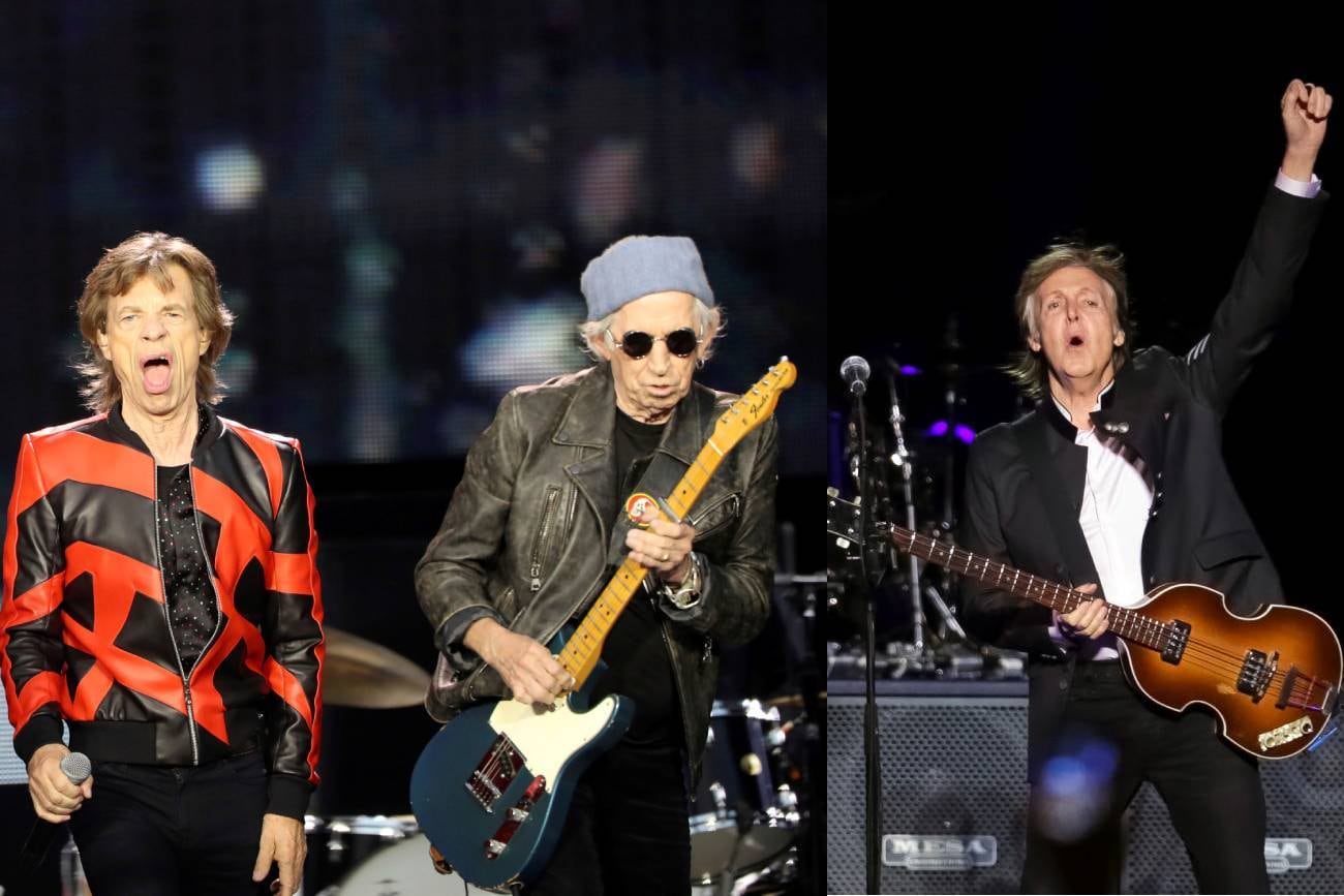 Mick Jagger, Keith Richards y Paul McCartney, alta sociedad en un estudio angelino. (Fotos de AP)