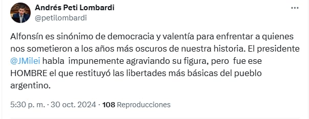 El presidente de la UCR de Mendoza tuvo duras palabras con Milei.