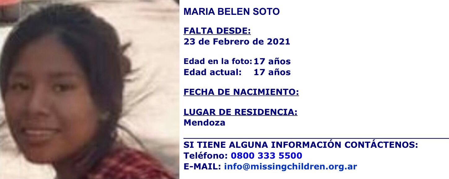 Missing Children tiene cuatro chicas mendocinas en su lista de niños perdidos