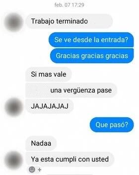 El chat en el que la mujer arregla el cartel de "La tenés chica y te amo igual" (Gentileza / Misiones Online)