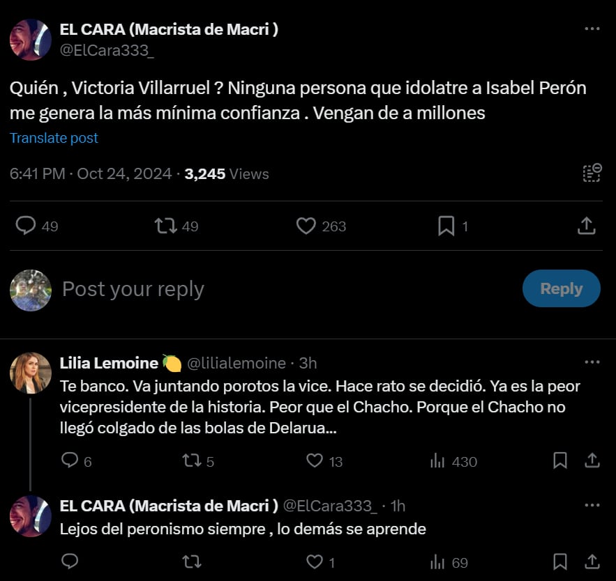 Lilia Lemoine volvió a cruzar a Victoria Villarruel. Captura: X