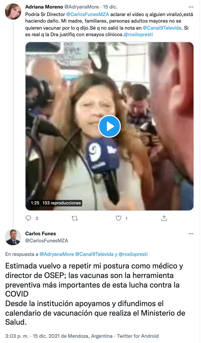 Supuesta médica de OSEP difundió información falsa sobre las vacunas  y el director de la obra social salió a aclarar la información falsa