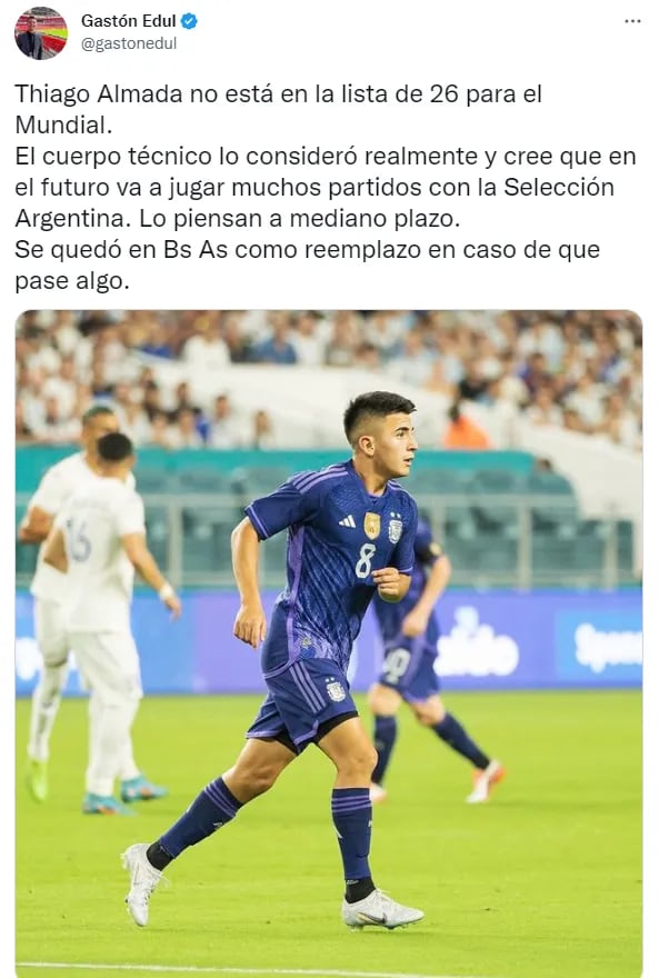 Thiago Almada es el jugador 32