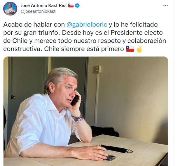 El mensaje de Kast reconociendo la derrota electoral.