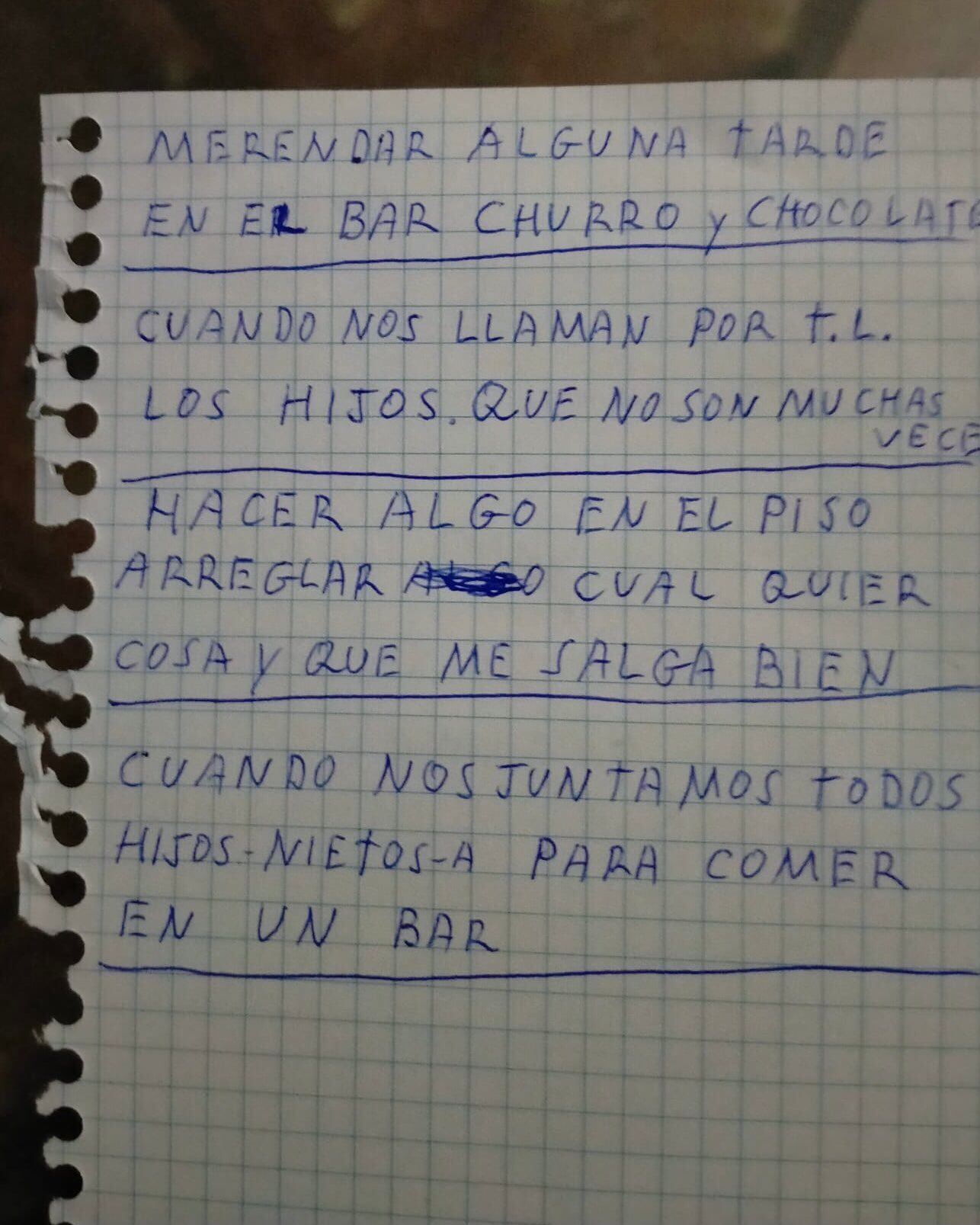 La lista de un abuelo que emocionó en Twitter.