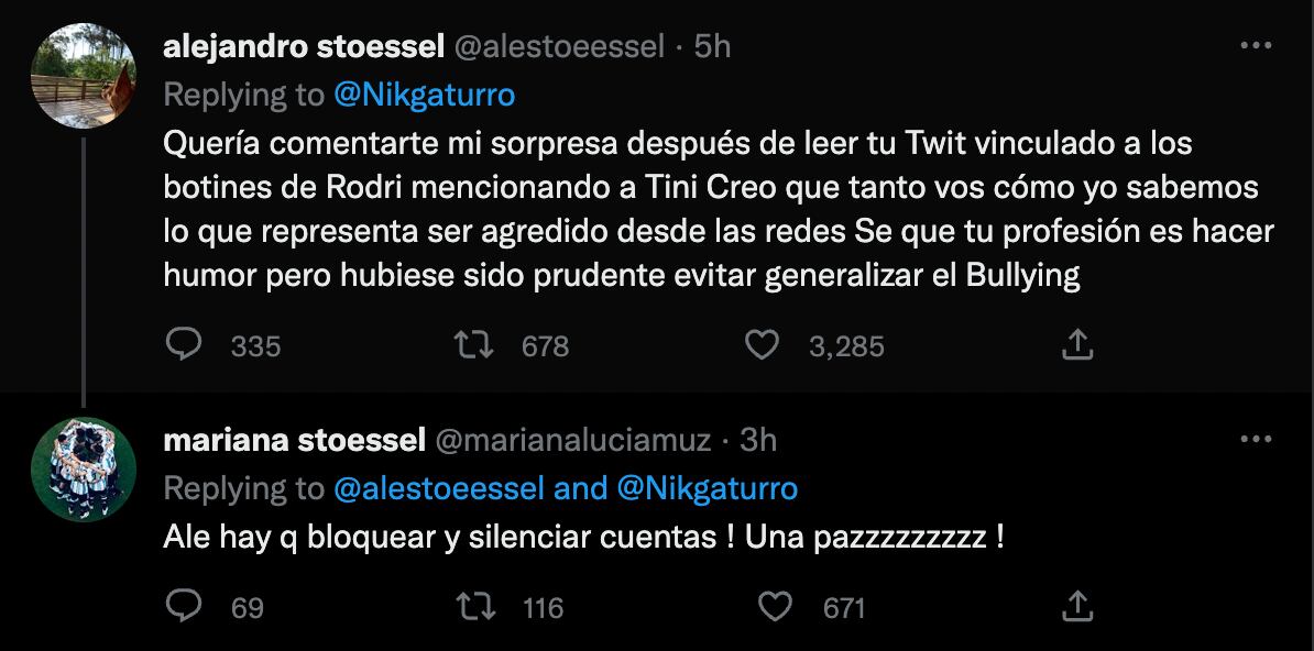 La respuesta de Alejandro a Nik y el comentario de Mariana, la mamá de Tini, a su marido.