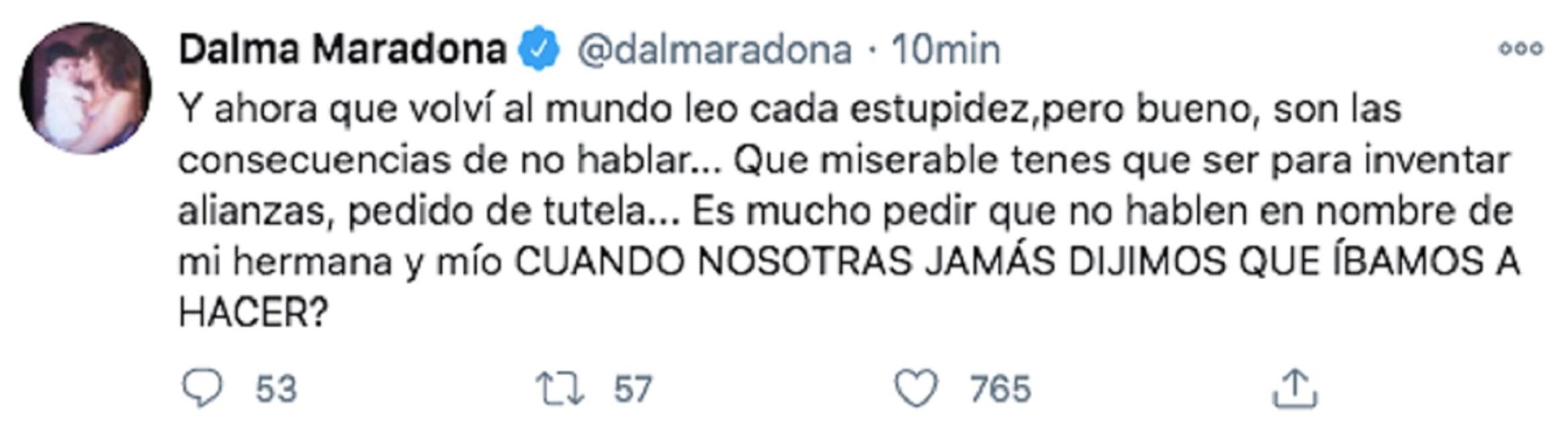 El mensaje de furia sobre las difamaciones.