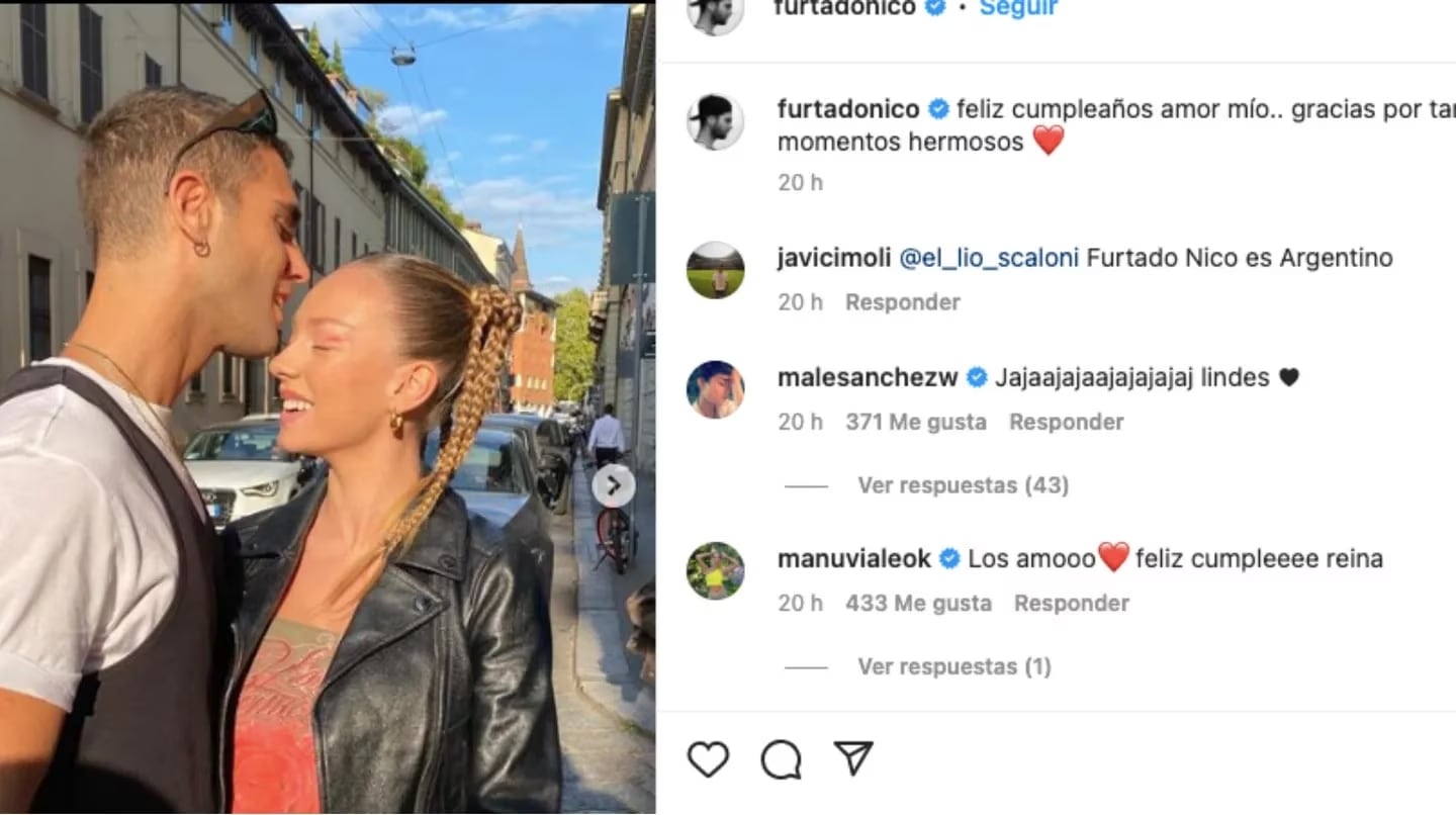 El posteo de Furtado para su novia