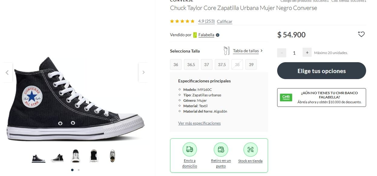 n la tienda oficial de Falabella en Chile, este modelo cuesta $54.900 chilenos.