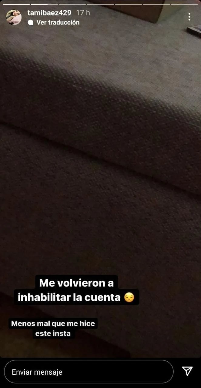 Le inhabilitaron la cuenta a Tamara Báez.