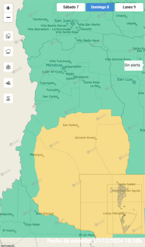 El SMN emitió una alerta amarilla por tormentas.
