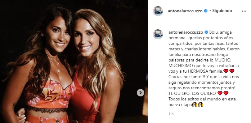 El mensaje de Antonela a su amiga Sofía Balbi