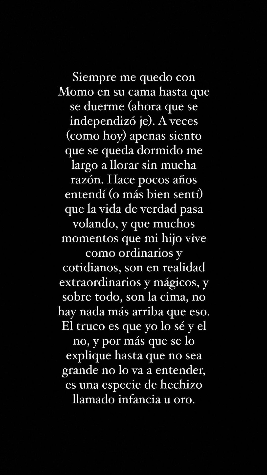 Jimena Barón y una reflexión sobre la maternidad que emocionó a muchas madres.