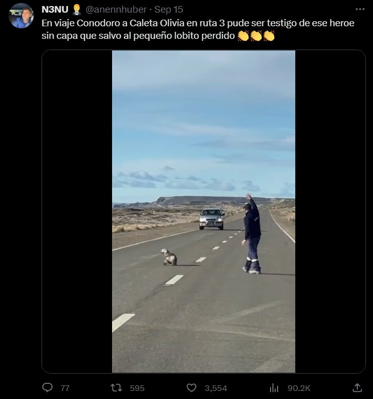 El testigo que presenció el acto de bondad del camionero. Foto Captura: X / @anennhuber