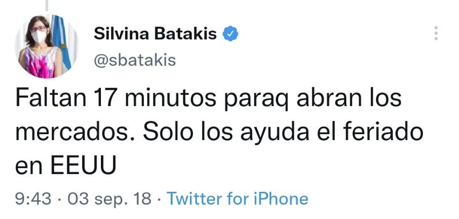 El archivo de Silvina Batakis, nueva ministra de Economía, en Twitter (Captura)