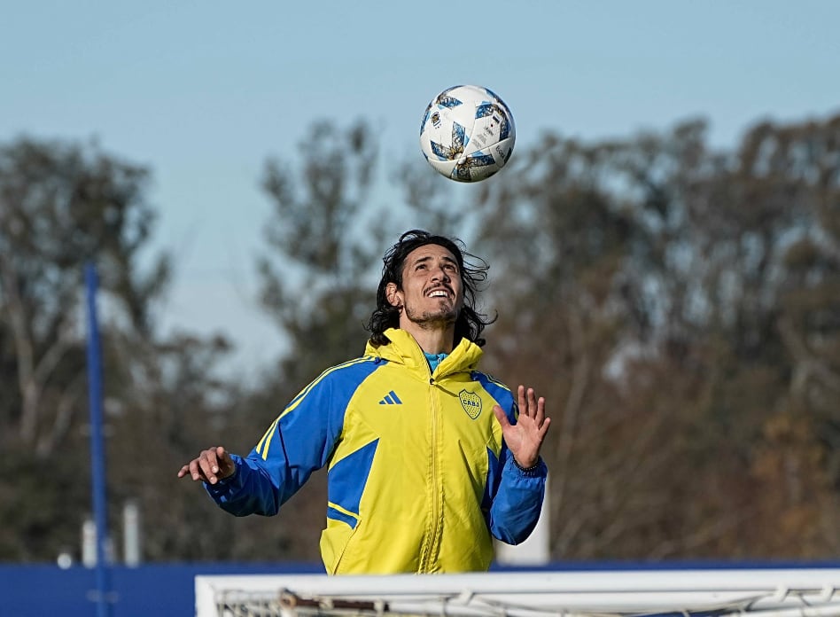 Edinson Cavani, delantero de Boca, titular ante Banfield en el pendiente de la Liga Profesional. (Prensa Boca)