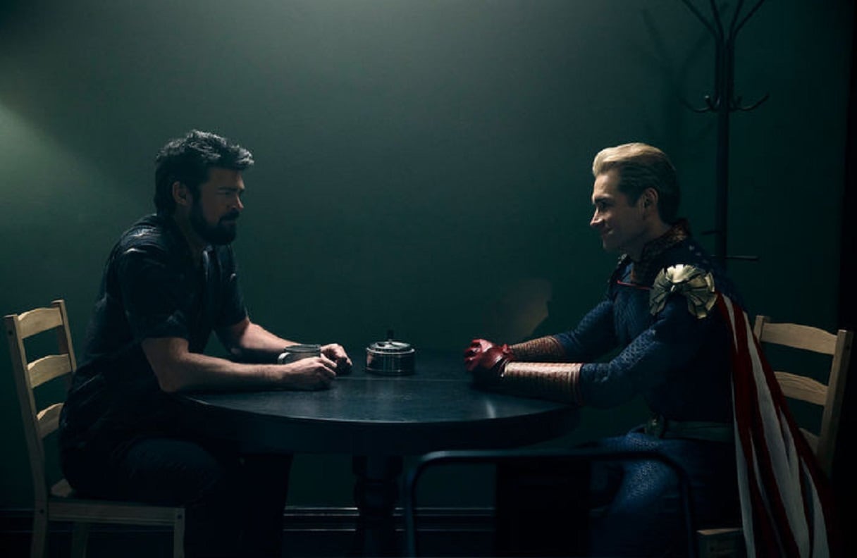 Karl Urban (Billy Butcher) y Antony Starr (Homelander) en The Boys - Amazon Prime Video