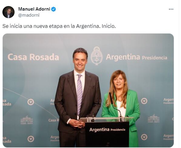 Manuel Adorni y Gabriela Cerruti se reunieron para la transición  - X