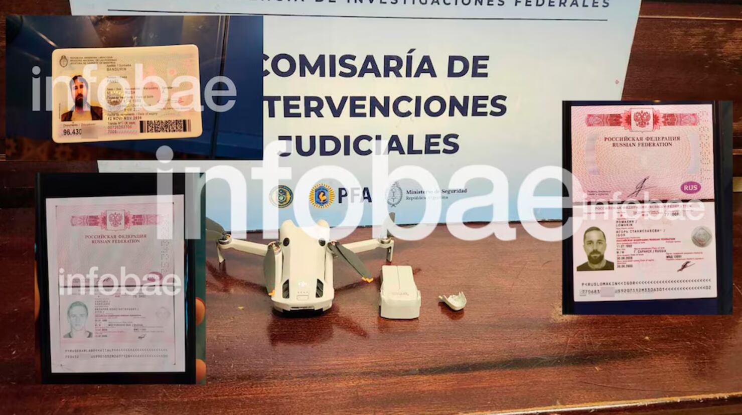 Los documentos de los hombres que se presentaron en el Congreso para pedir la devolución de un dron. Foto: Infobae