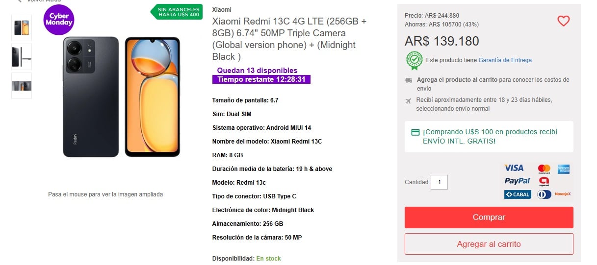 Xiaomi Redmi 13C en TIendaMia