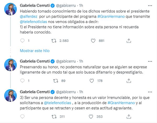 La vocera presidencial defendió al presidente Alberto Fernández de las acusaciones en Gran Hermano.