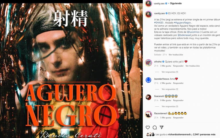 Benito Cerati y su nueva canción "Agujero negro"