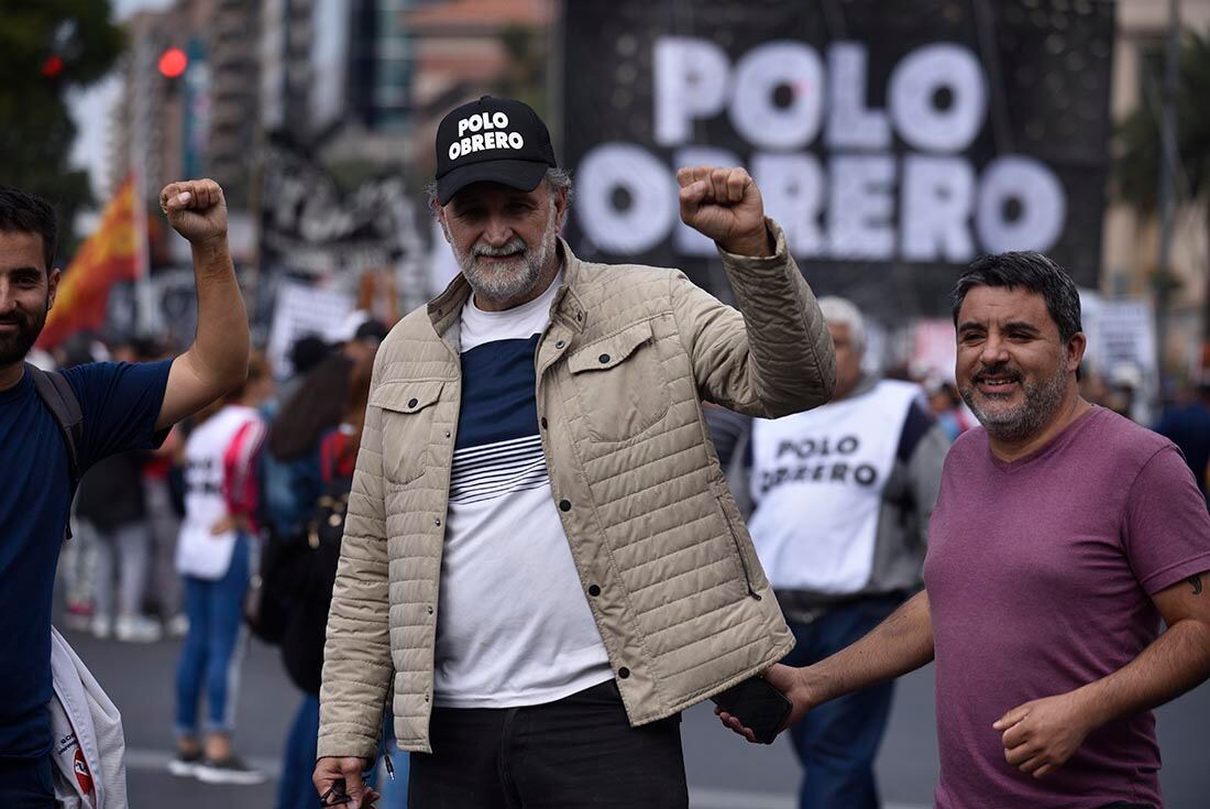 Dirigente Polo Obrero, Eduardo Bellliboni, en la marcha federal piquetera.