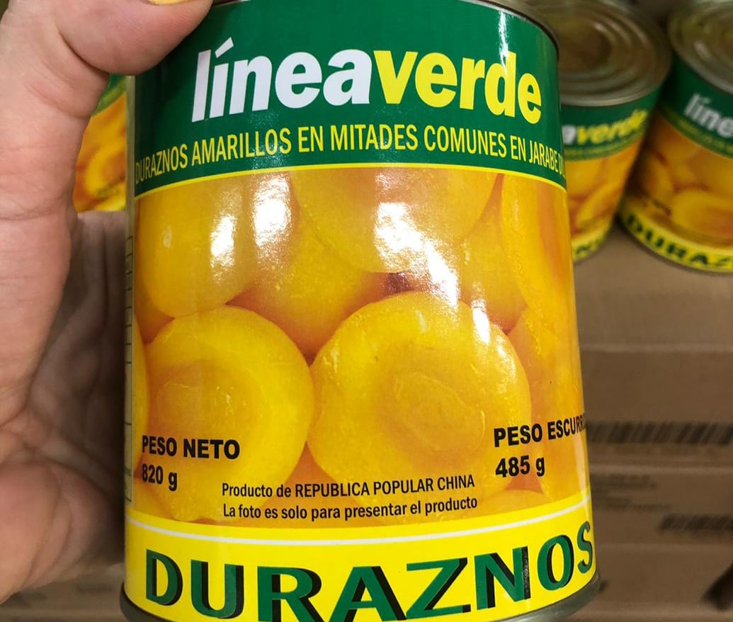 Duraznos enlatados importados desde China