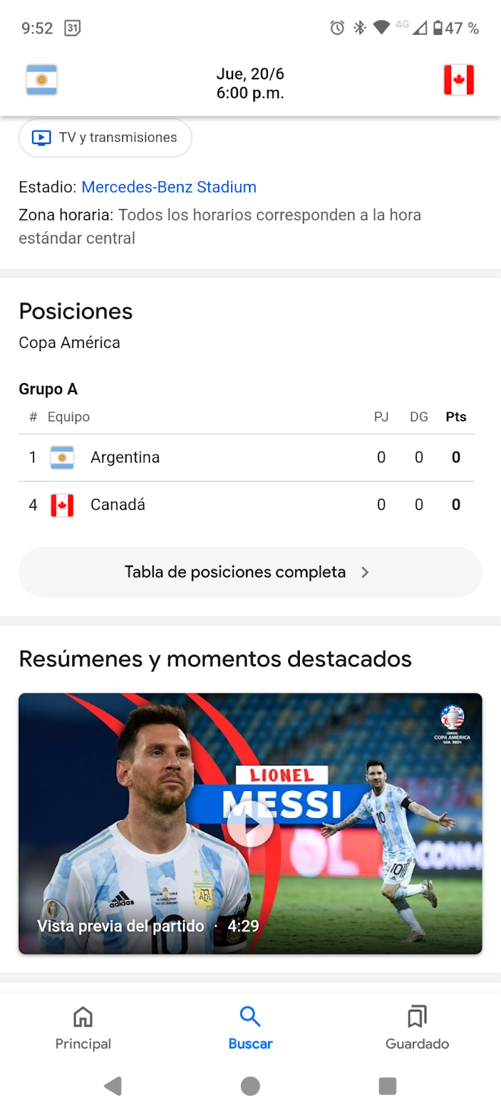 Funciones de Google para seguir la Copa América.