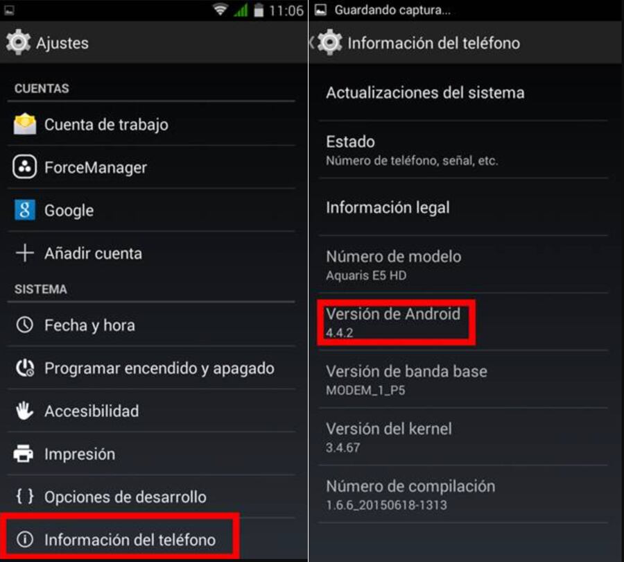 En el menú ajustes se puede cuál versión del sistema operativo móvil Android tiene nuestro teléfono.